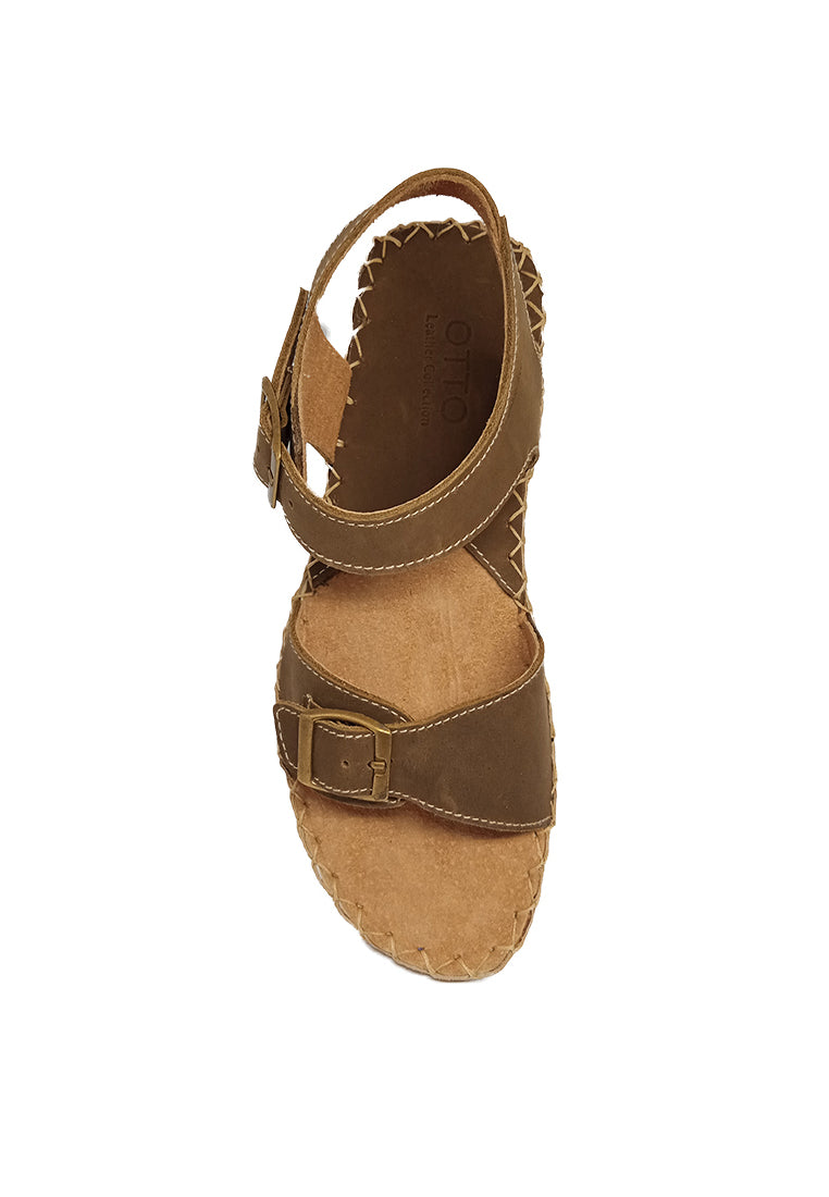 BUCKLED SANDALS IN BROWN