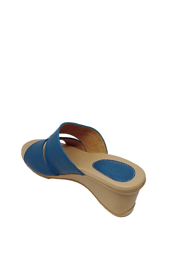 DUO TONE WEDGE SANDALS IN BLUE