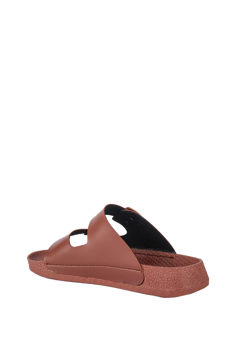 HENDRIX DUO-STRAP BUCKLED SLIDE SANDALS