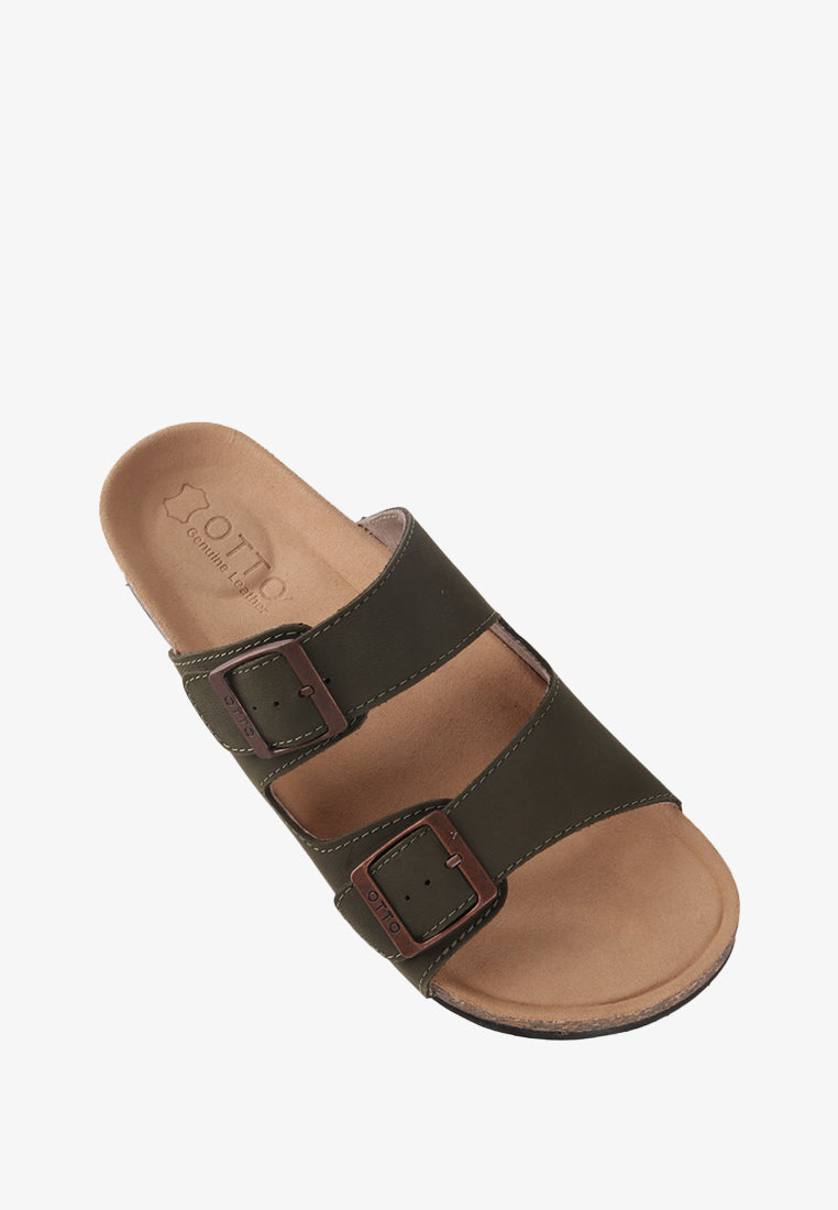 CAYDEN DOUBLE STRAP BUCKLED SANDALS (GENUINE LEATHER)