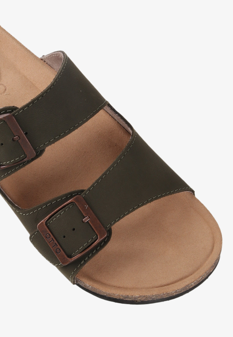 CAYDEN DOUBLE STRAP BUCKLED SANDALS (GENUINE LEATHER)