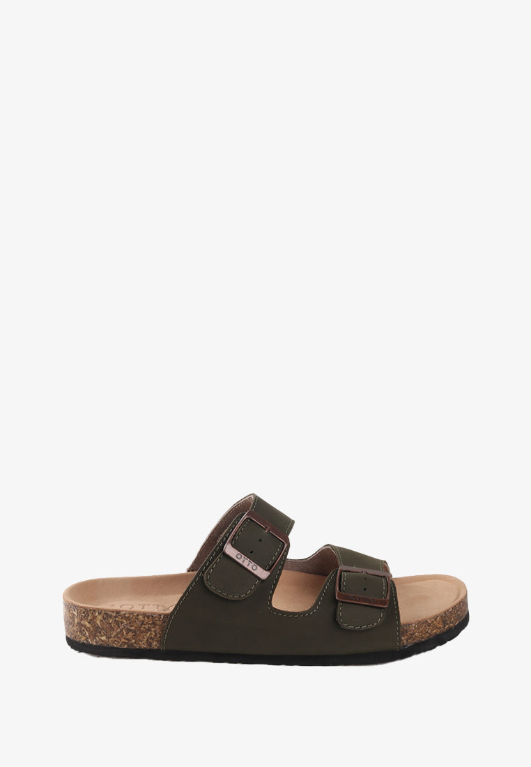 CAYDEN DOUBLE STRAP BUCKLED SANDALS (GENUINE LEATHER)