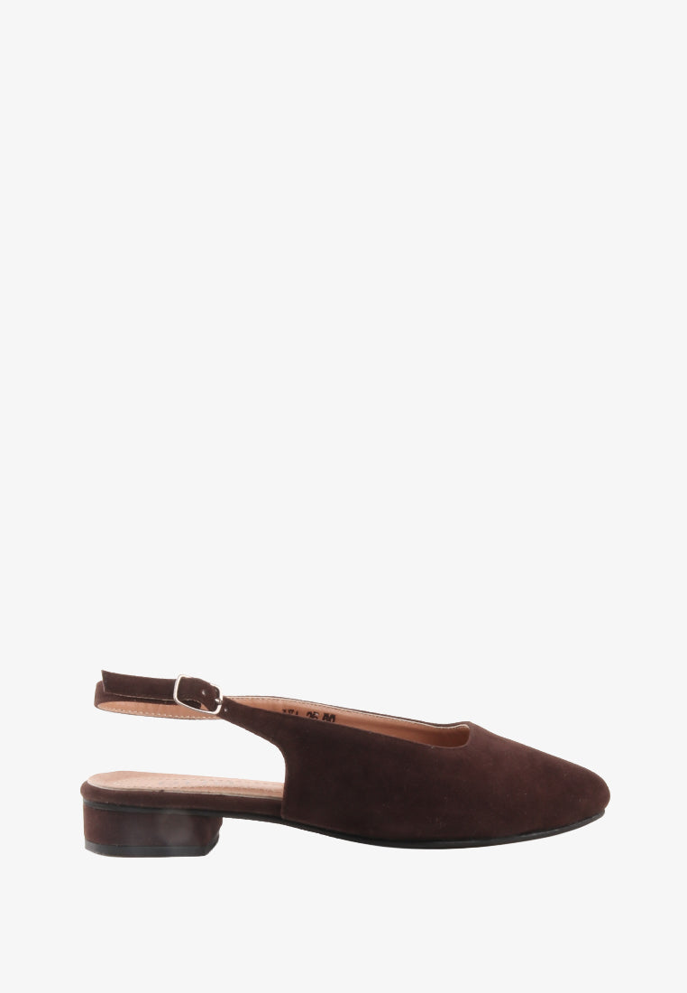 AYA SLINGBACK BUCKLE STRAP FLAT HEEL PUMPS