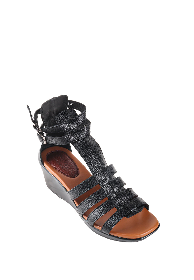 SABRINA BLACK ANKLE HIGH GREEK SANDALS