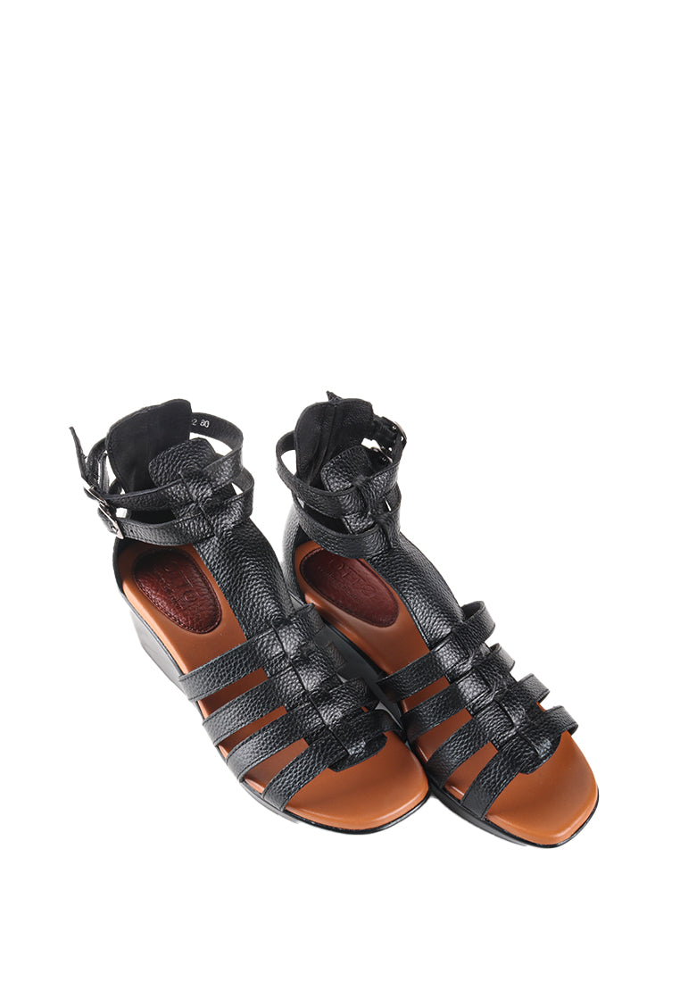 SABRINA BLACK ANKLE HIGH GREEK SANDALS