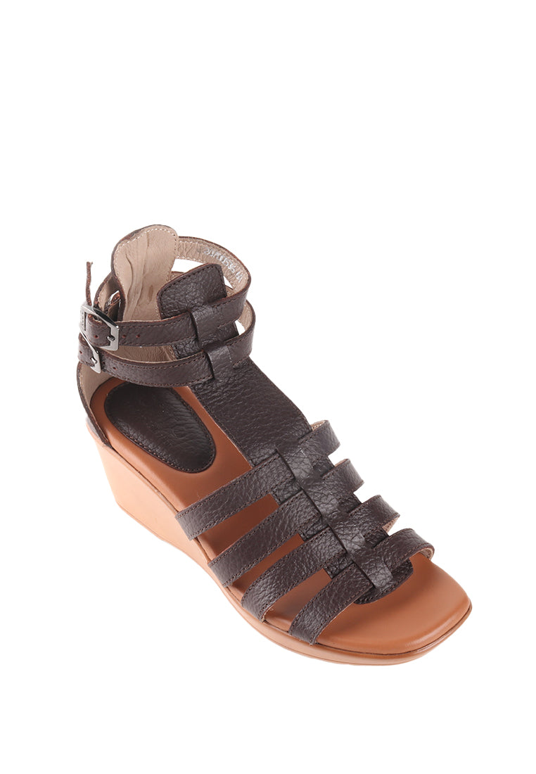 SABRINA BROWN ANKLE HIGH GREEK SANDALS