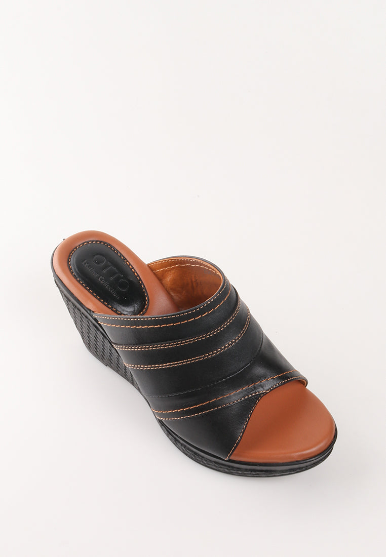 TOTTIE GENUINE LEATHER WEDGE SANDALS