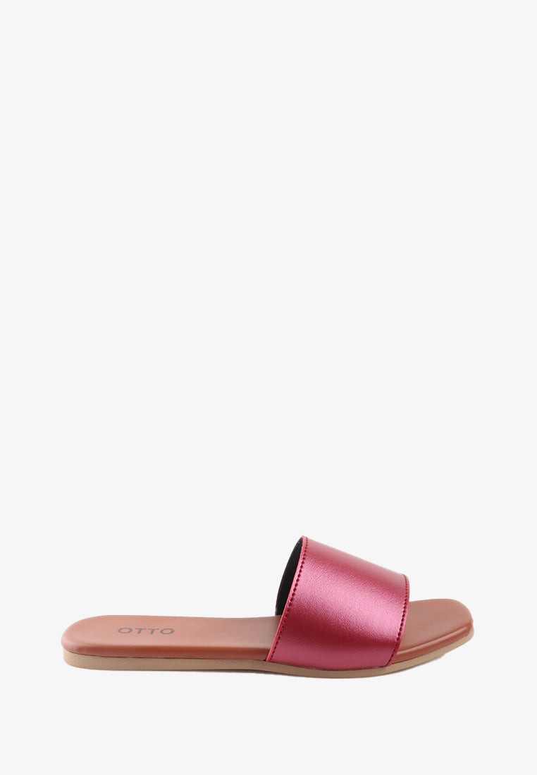 WILINDA METALLIC SLIDE SANDALS