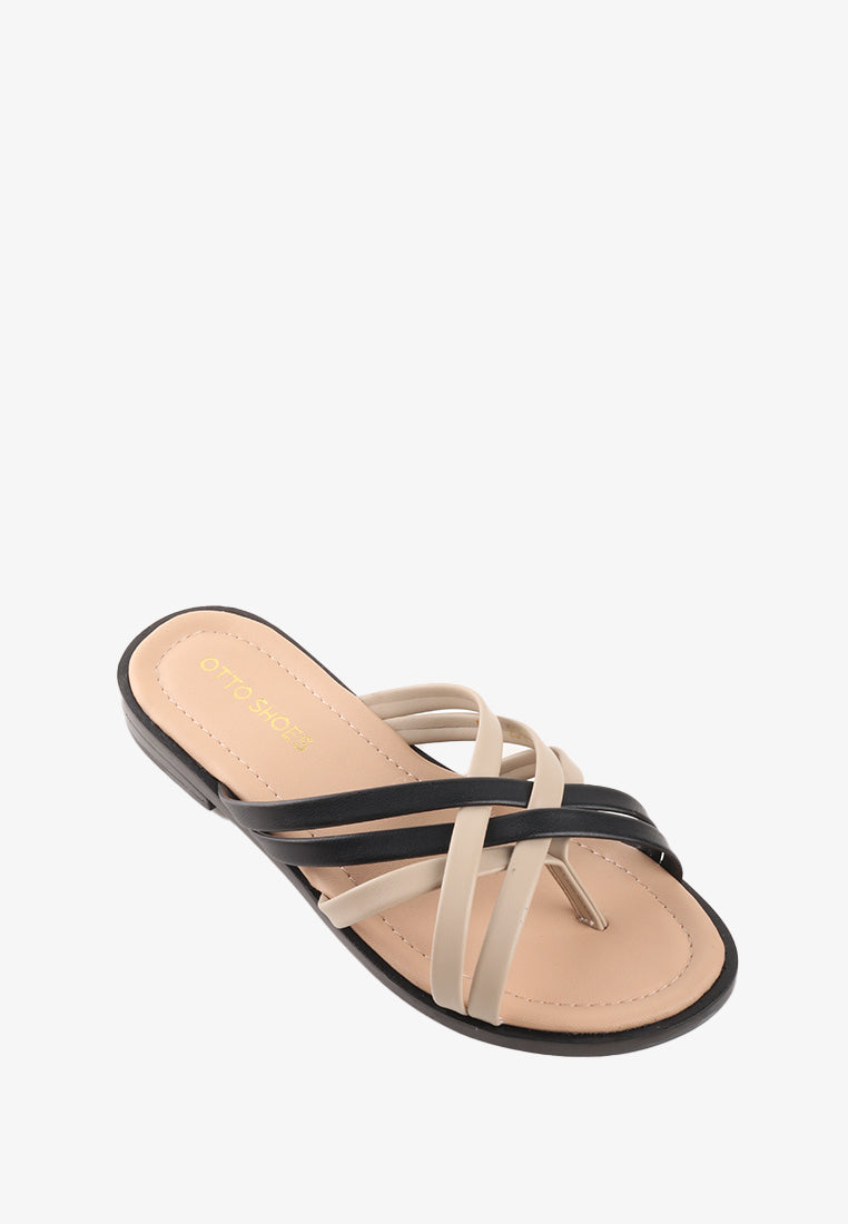 RIRI CROSS SLIDE SANDALS