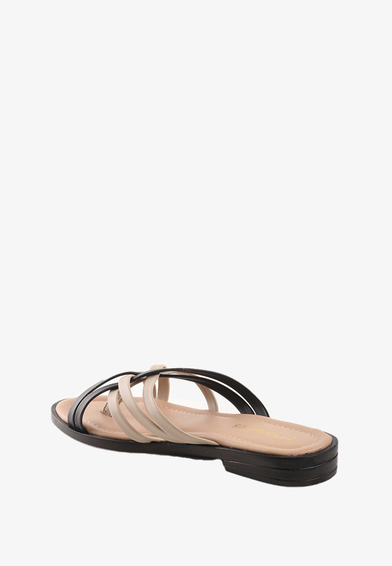 RIRI CROSS SLIDE SANDALS