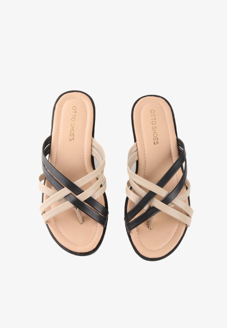 RIRI CROSS SLIDE SANDALS