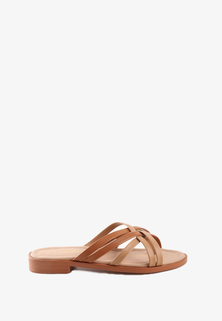 RIRI CROSS SLIDE SANDALS