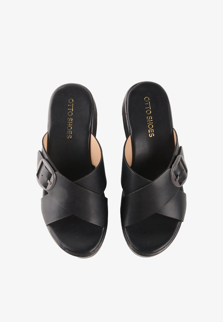 CIARA MID WEDGE CROSS SANDALS