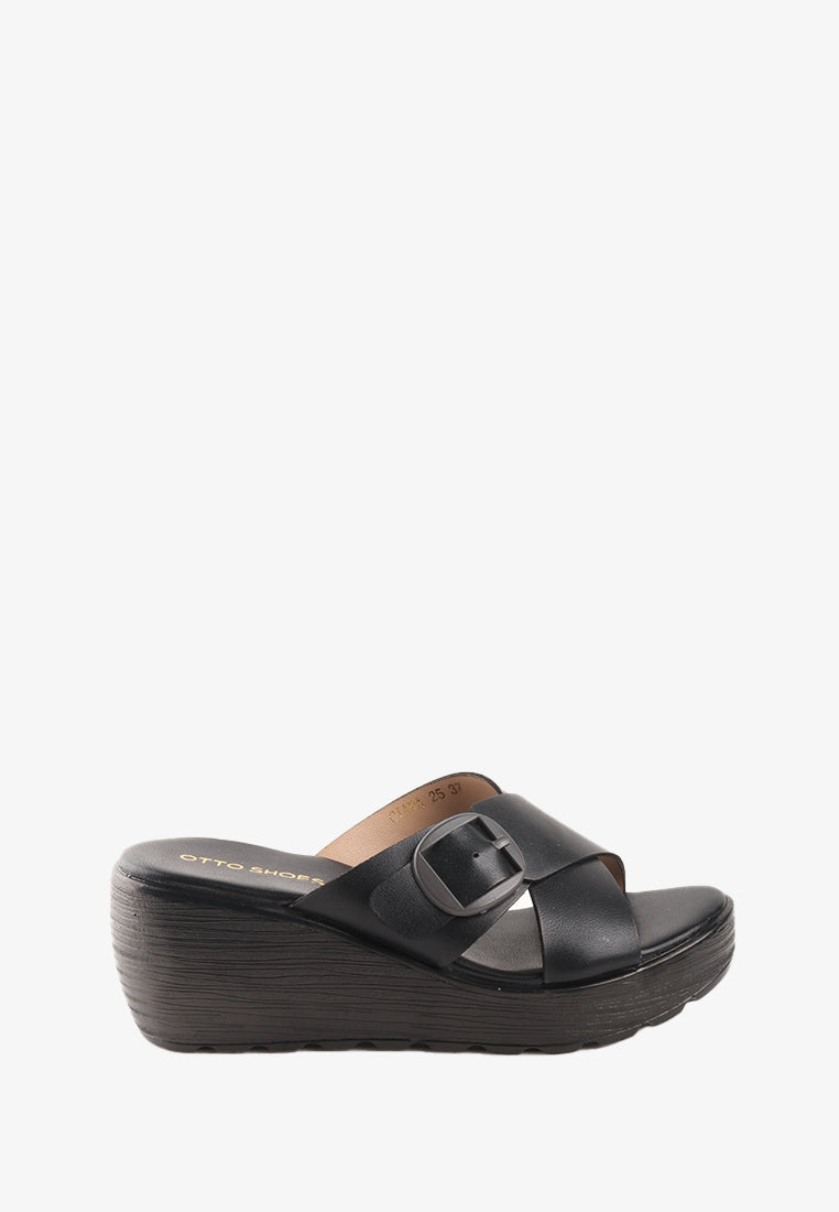 CIARA MID WEDGE CROSS SANDALS