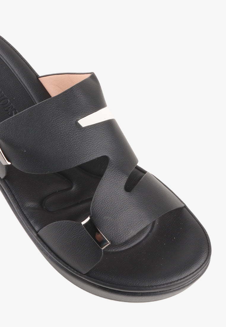 DANA CROSS SLIDE SANDALS