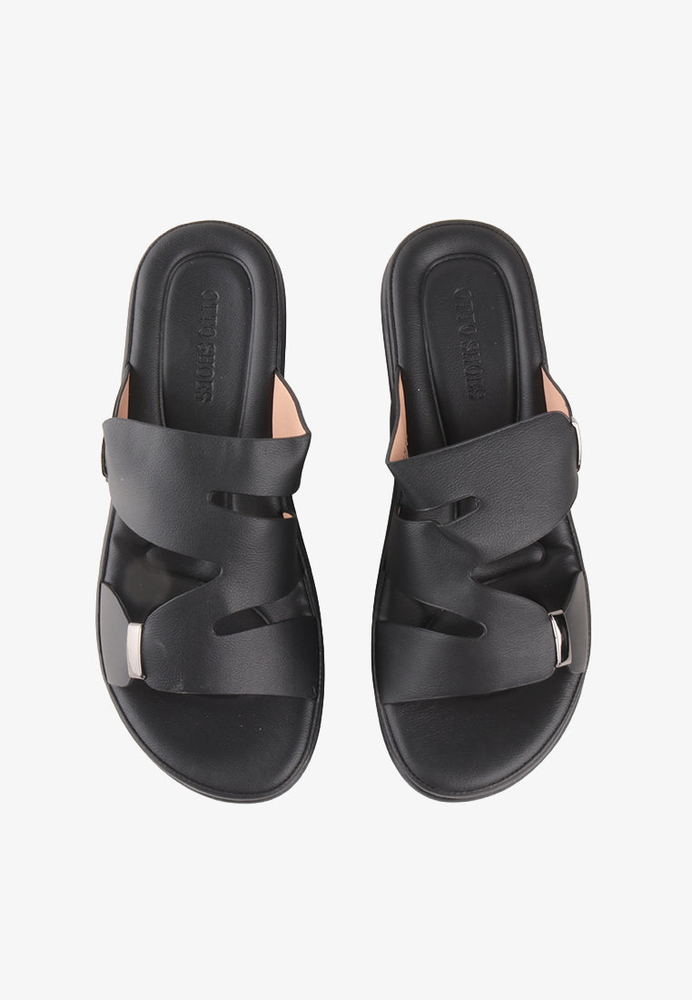 DANA CROSS SLIDE SANDALS