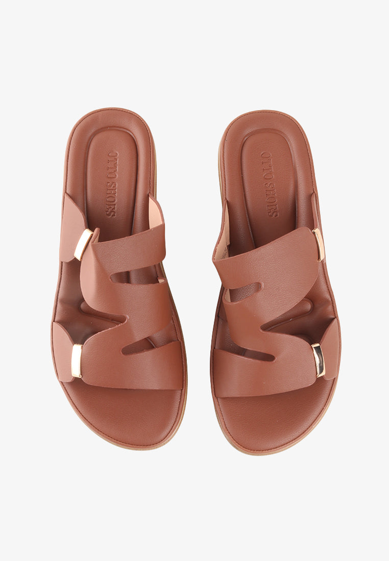 DANA CROSS SLIDE SANDALS
