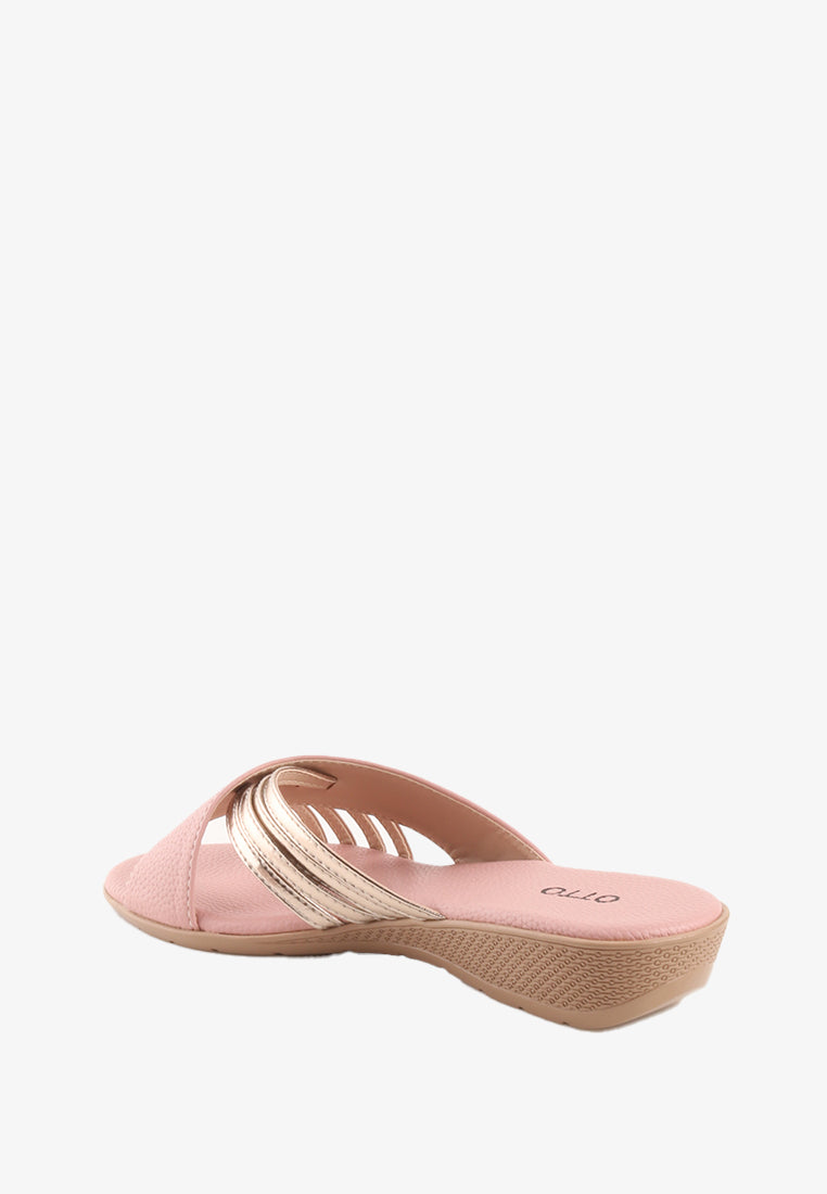 THALLI CROSS STRAP METALLIC SANDALS