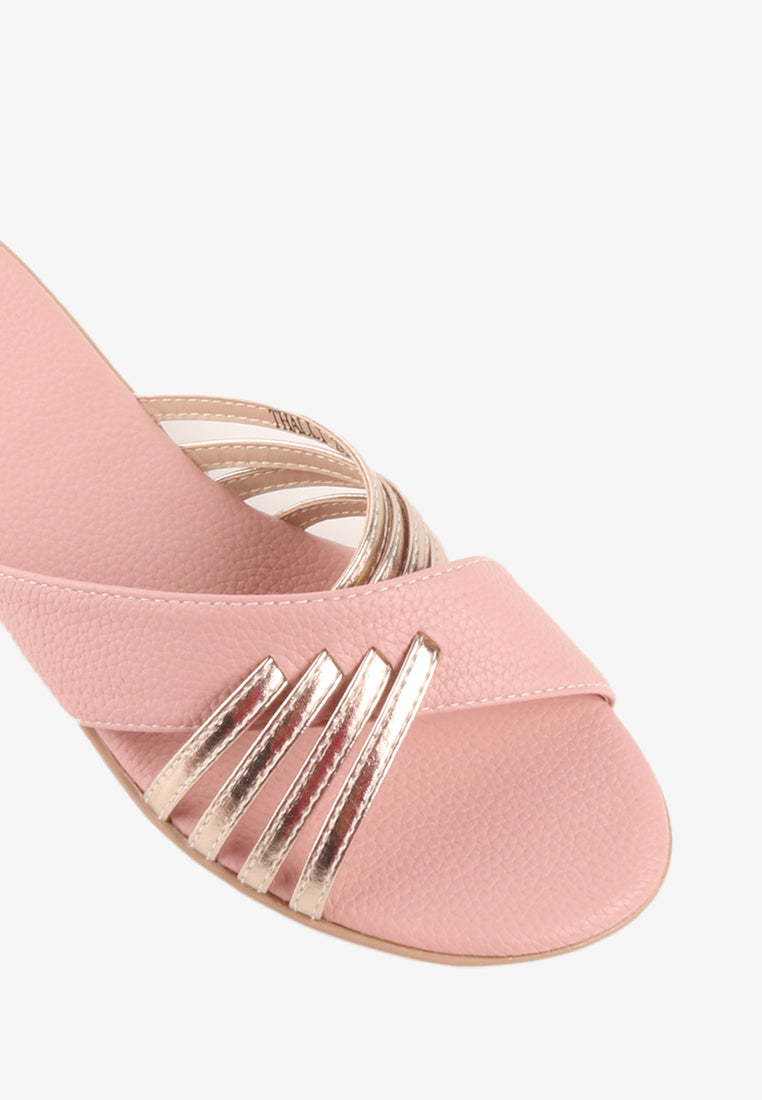THALLI CROSS STRAP METALLIC SANDALS