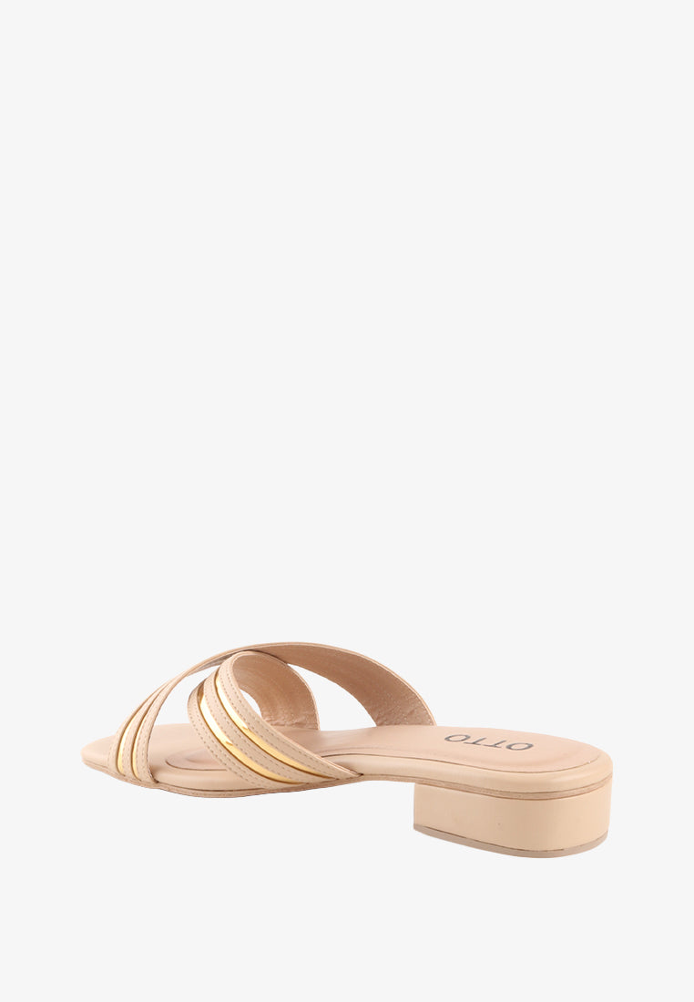 EDERLINE CROSS STRAP METALLIC SANDALS