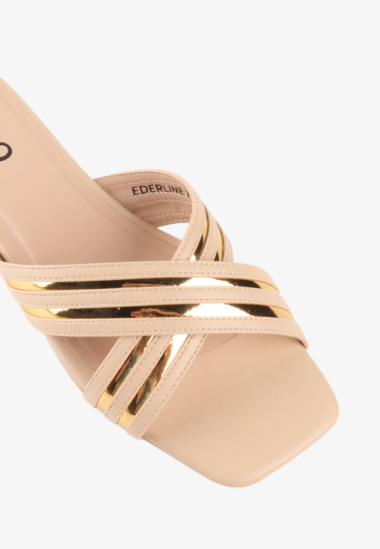 EDERLINE CROSS STRAP METALLIC SANDALS