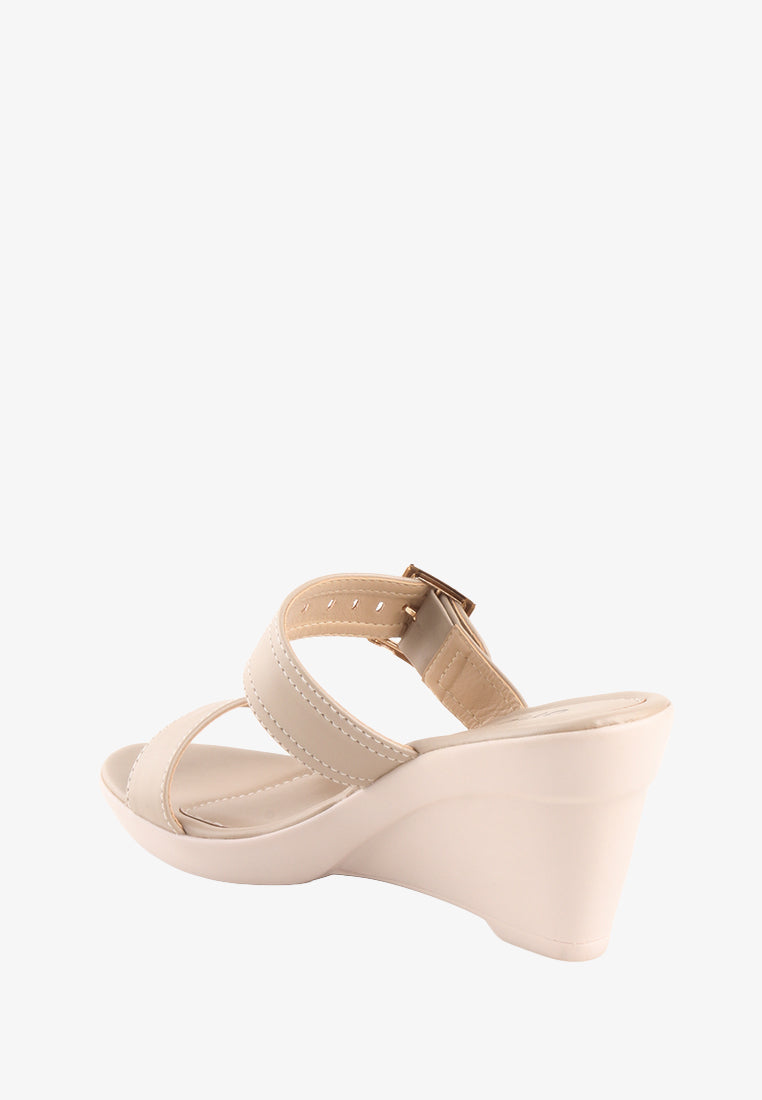 LALAINE DOUBLE STRAP BUCKLE SANDALS