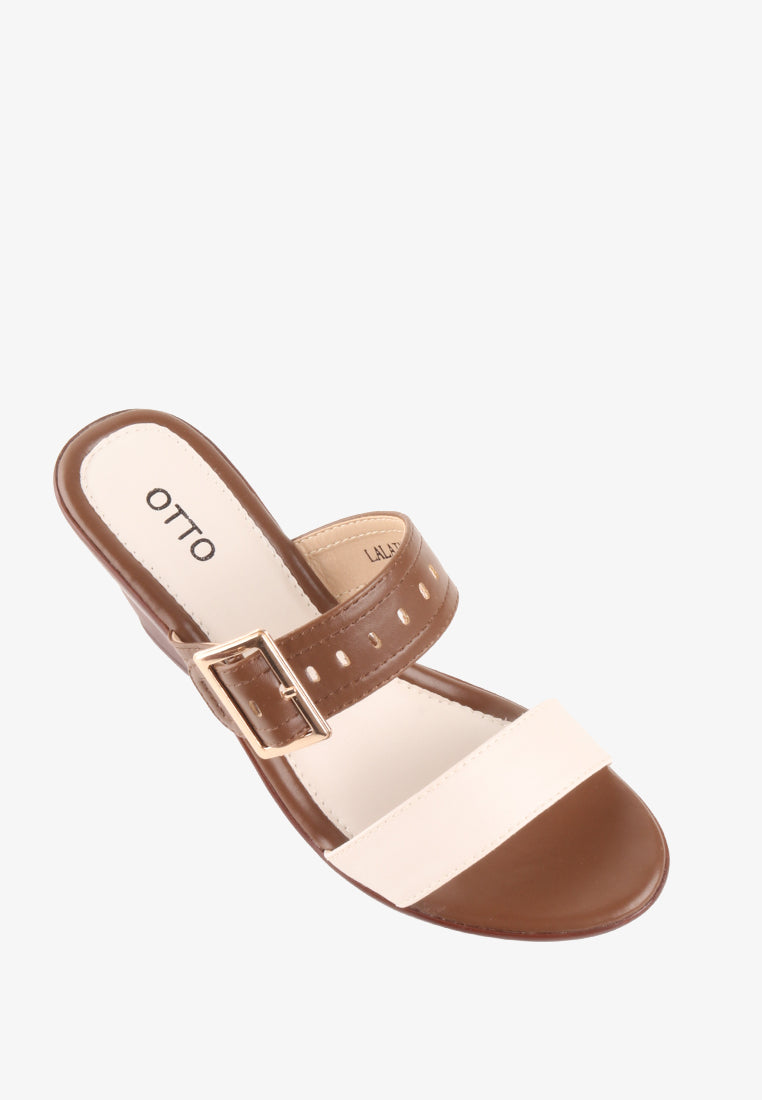 LALAINE DOUBLE STRAP BUCKLE SANDALS