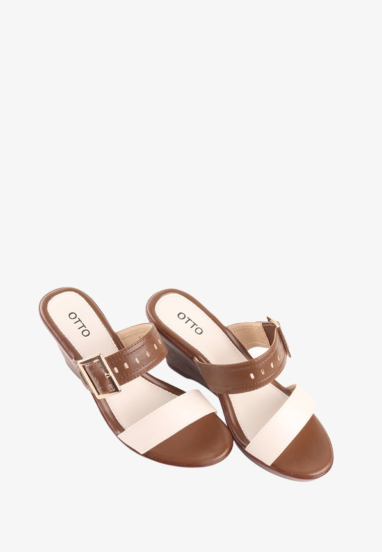 LALAINE DOUBLE STRAP BUCKLE SANDALS