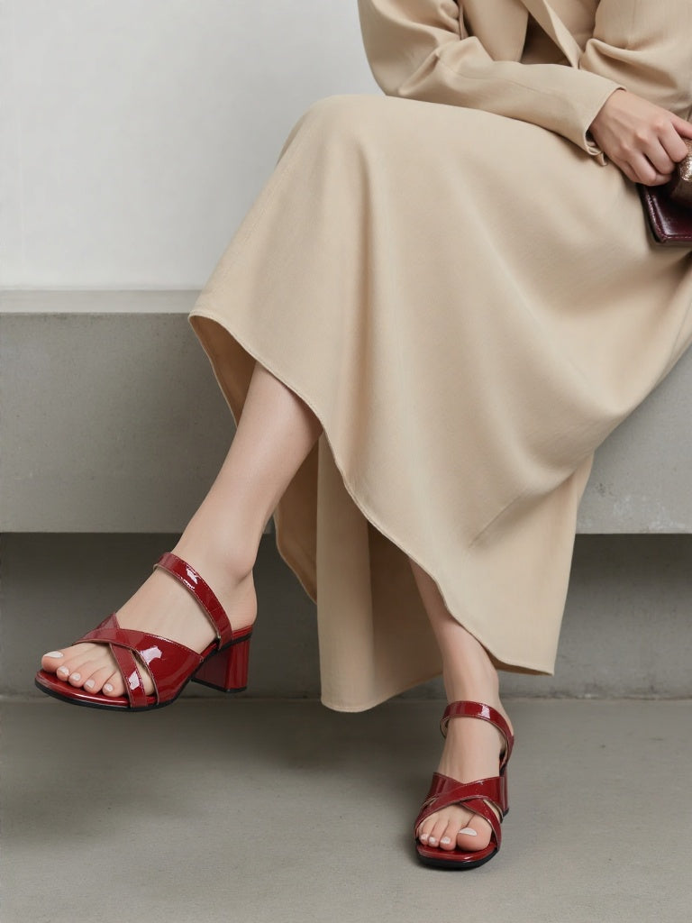 SHIANNE CROSS STRAP HEEL SANDALS