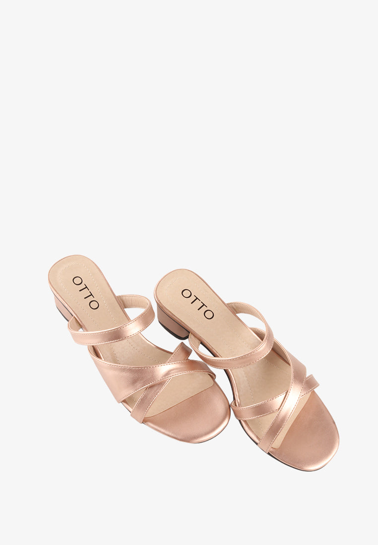 SHIANNE CROSS STRAP HEEL SANDALS