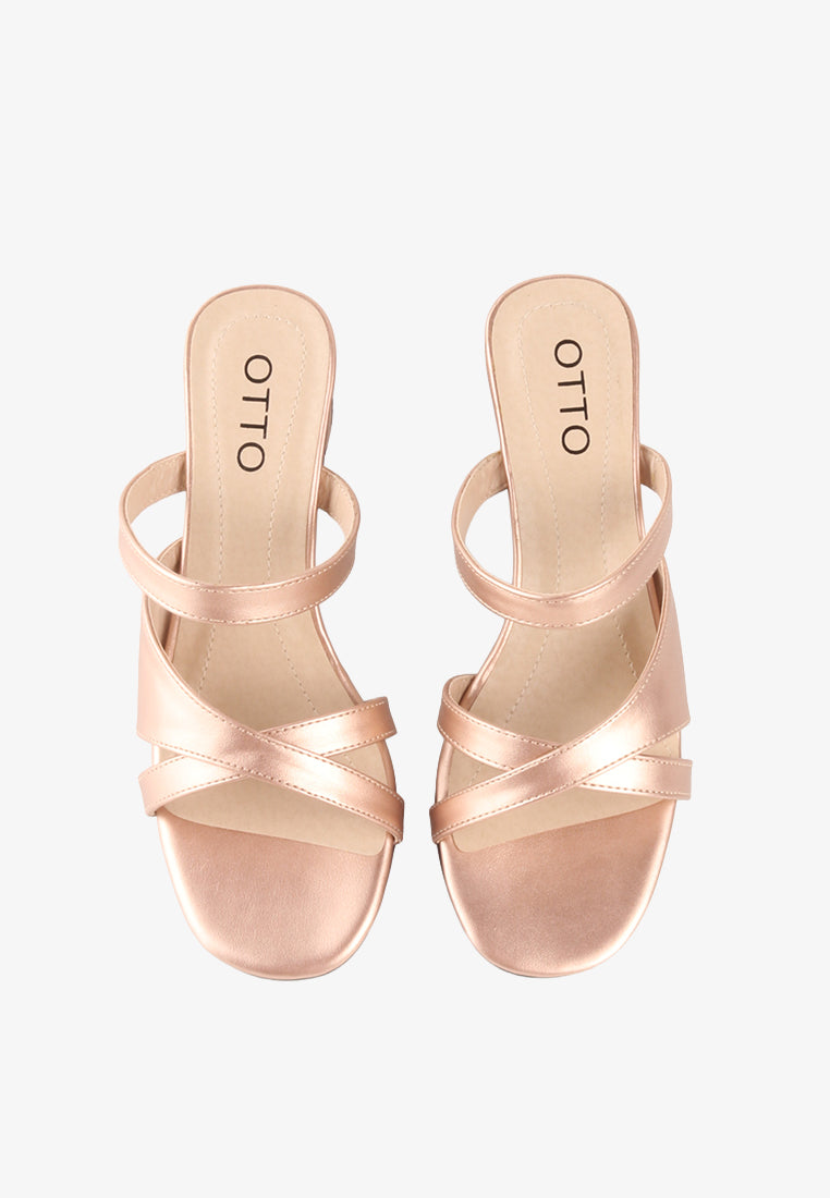 SHIANNE CROSS STRAP HEEL SANDALS