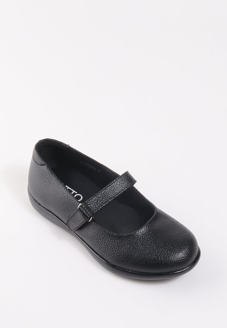 SYLVIA VELCRO STRAP BLACK SHOES