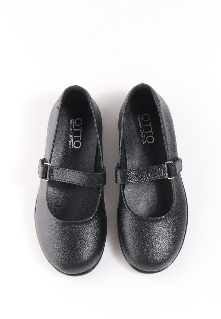 SYLVIA VELCRO STRAP BLACK SHOES