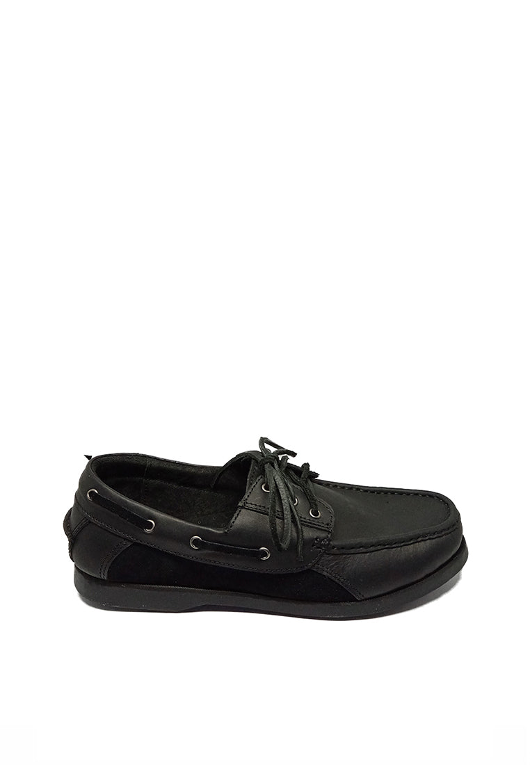 TWO TONE BOAT SHOES IN BLACK