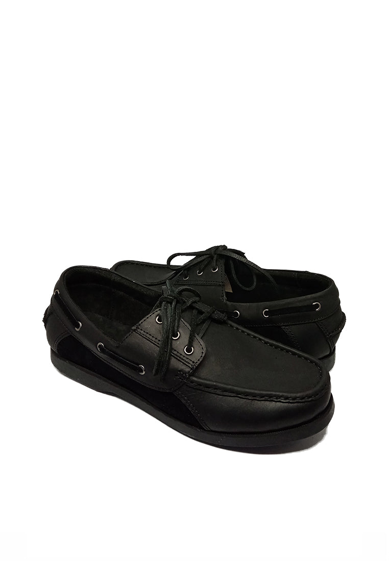 TWO TONE BOAT SHOES IN BLACK