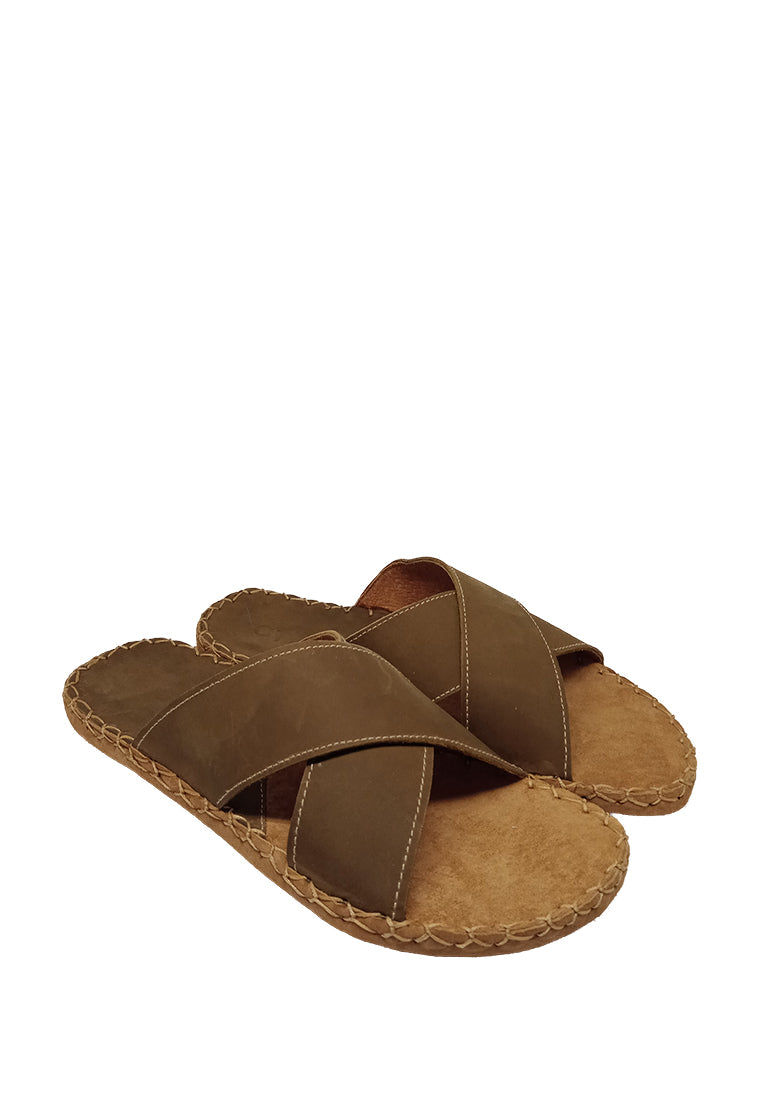 ZANDER CROSS STRAP SANDALS IN BROWN