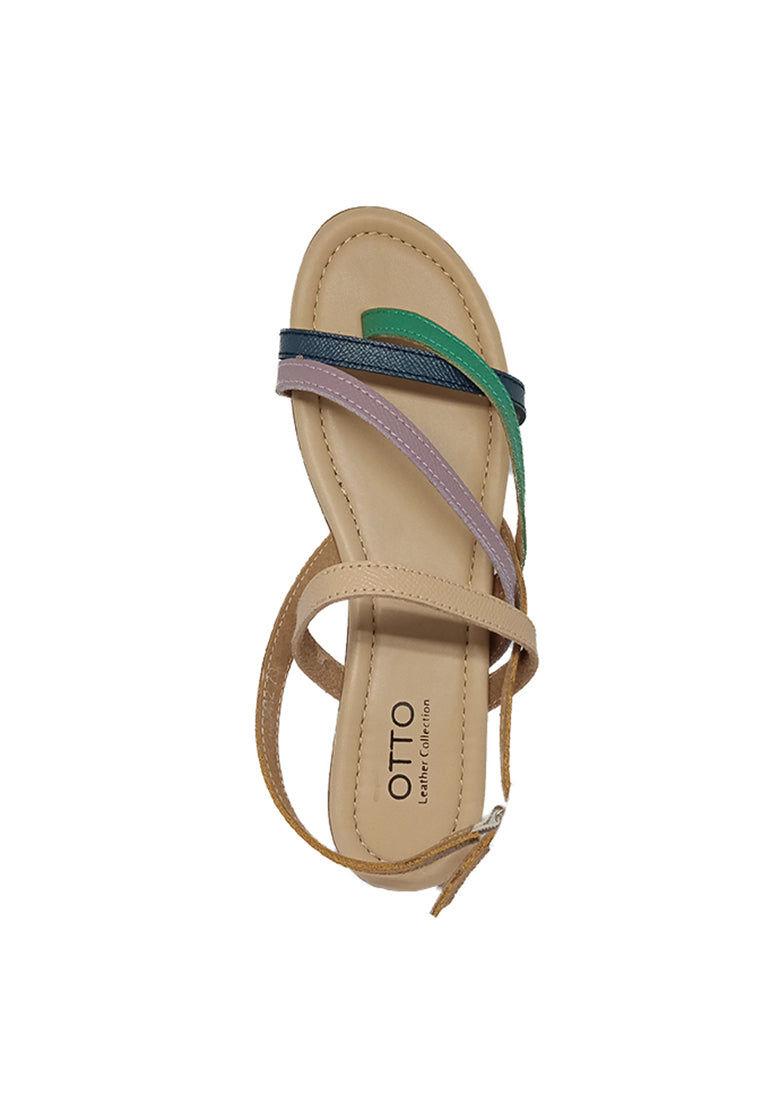 STRAPPY FLAT SANDALS IN MULTI-COLORED