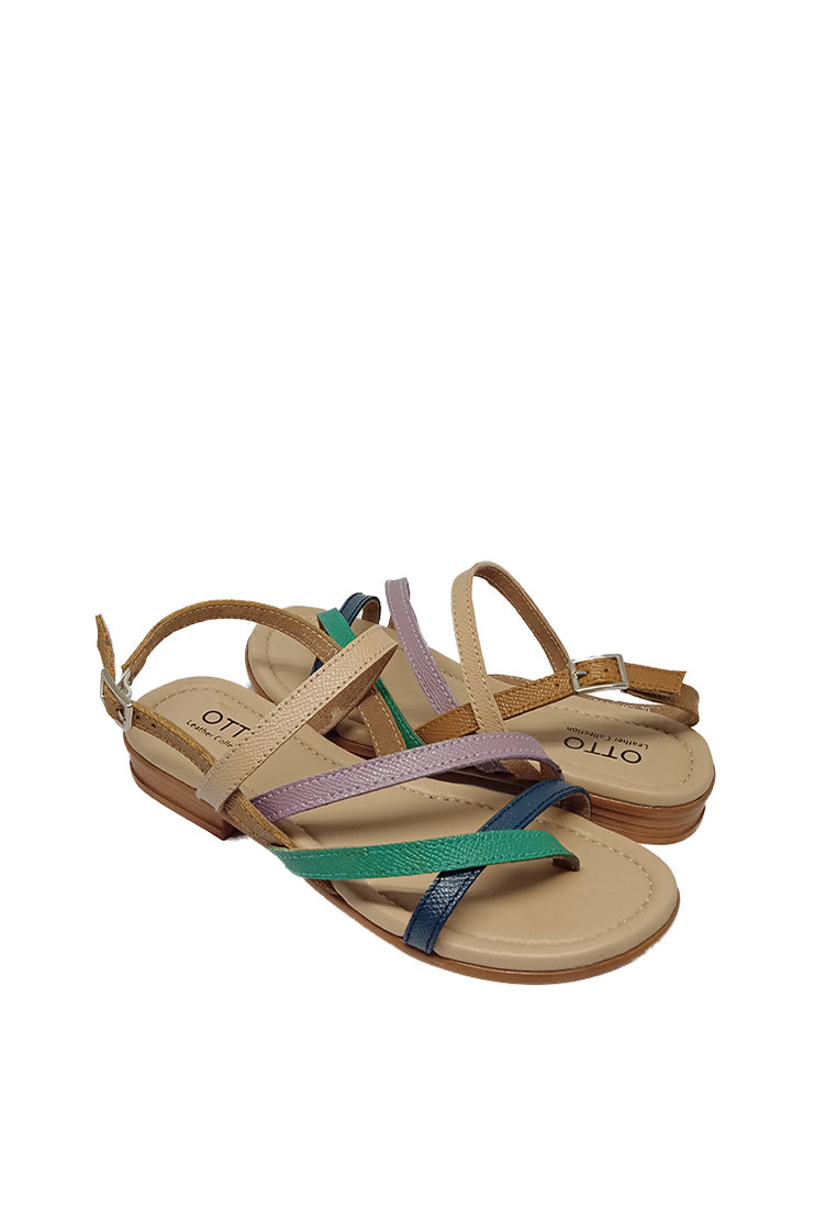 STRAPPY FLAT SANDALS IN MULTI-COLORED