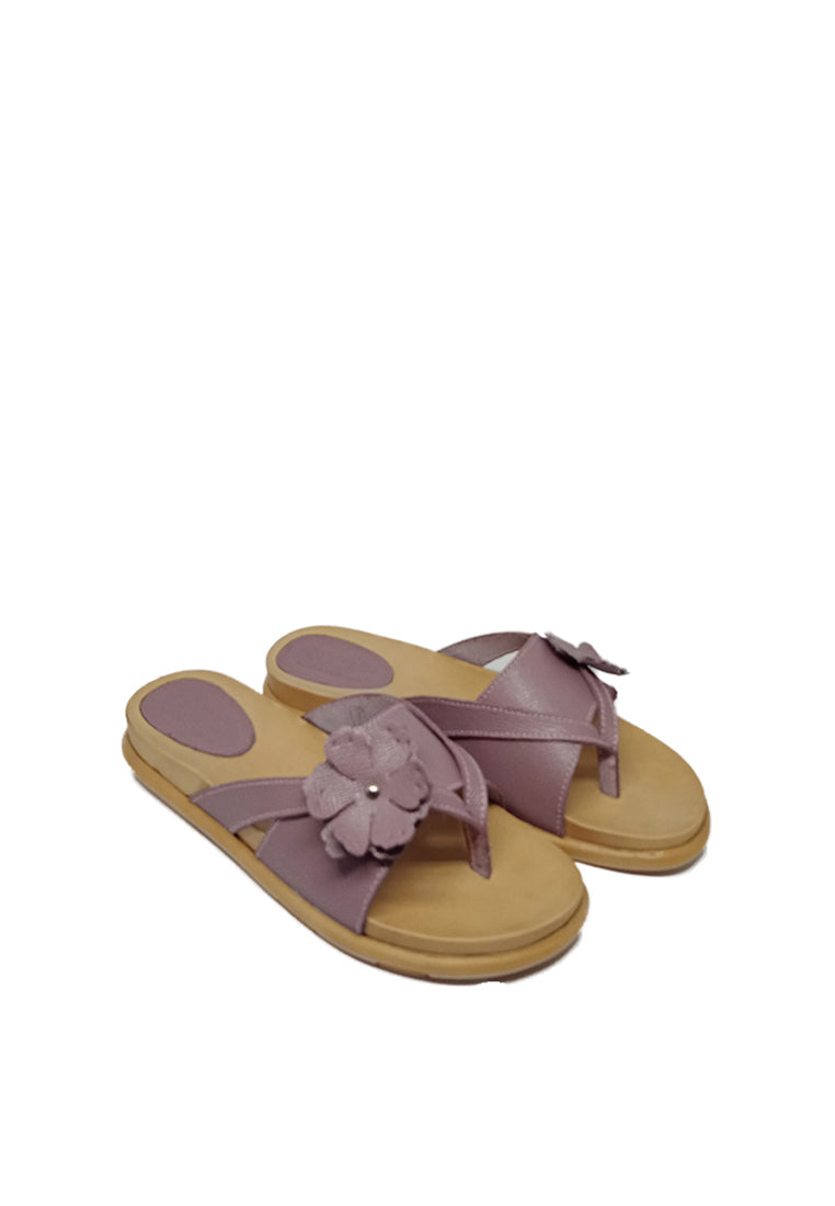 FLORAL FLAT SANDALS IN PURPLE