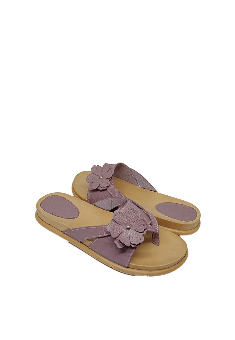 FLORAL FLAT SANDALS IN PURPLE