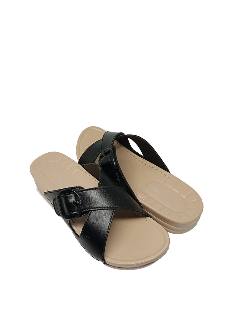 CROSS STRAP BUCKLED SANDALS